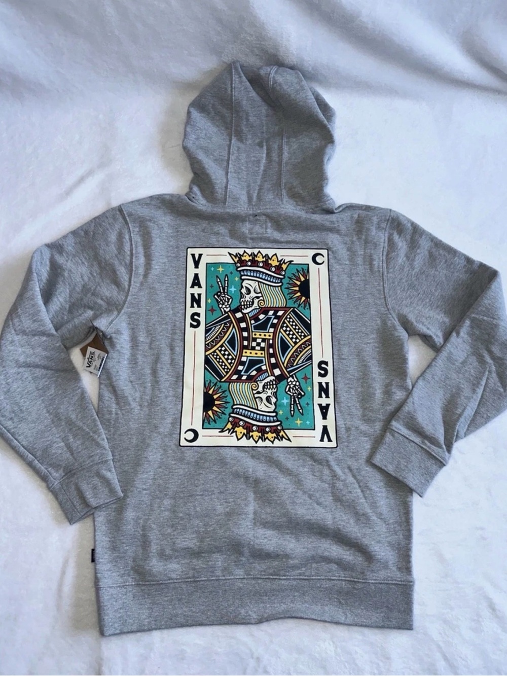 Vans The Original Gray Skull King Card Hoodie Size Small S NWT Peace and Luck